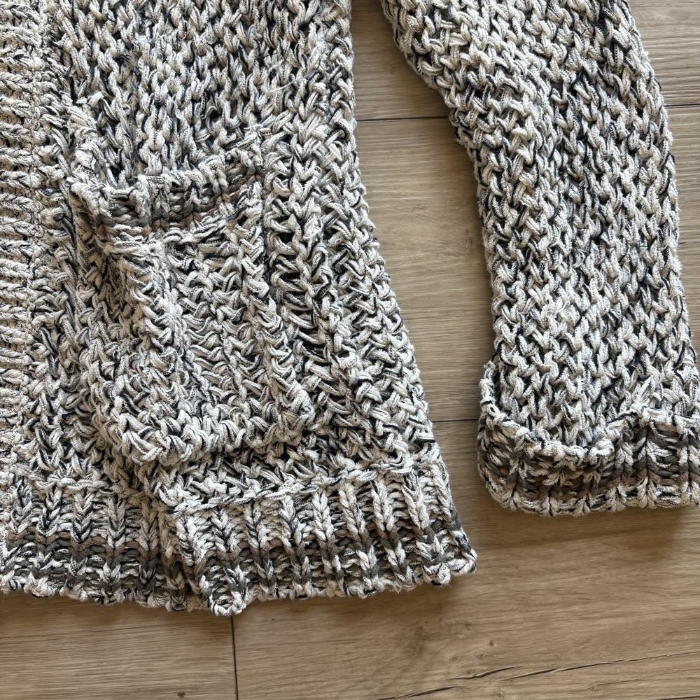 Free People Sweater XS Gray‎ Knit Heavy Thick Cotton Cardigan Open Oversized - Picture 2 of 5